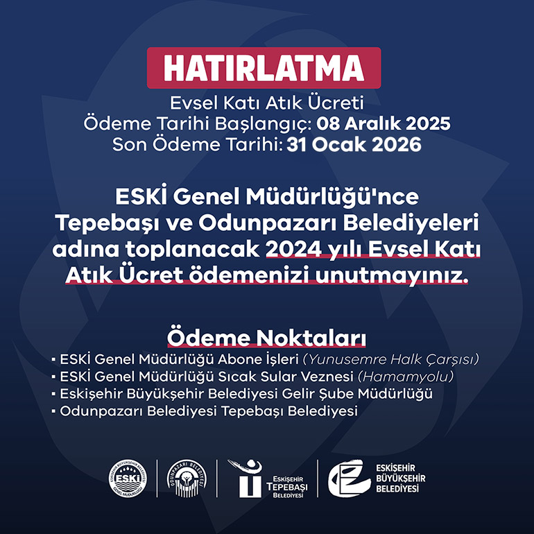 Evsel Katı Atık Borç Ödeme Duyurusu